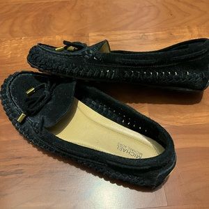 Michael kors black leather moccasin flats